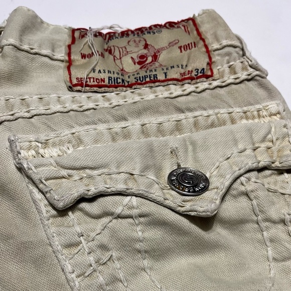 True Religion Ricky Straight Fit Natural String Super T Sear 34 Men Sz 29 - Picture 3 of 10